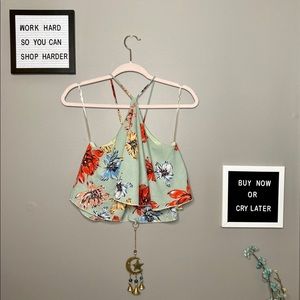 Mikey and Joey Floral Halter Top - Size L